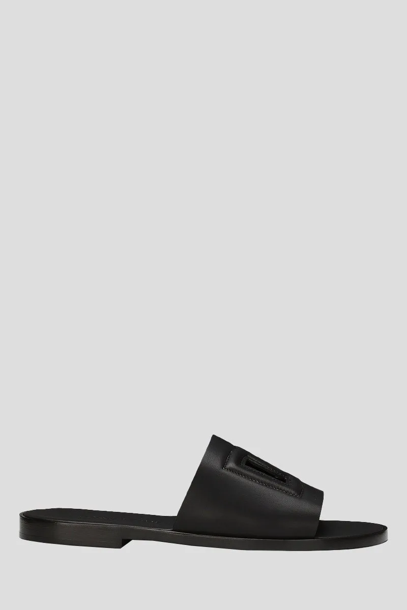 DOLCE&GABBANA Ανδρικό Μαύρο Leather Sliders