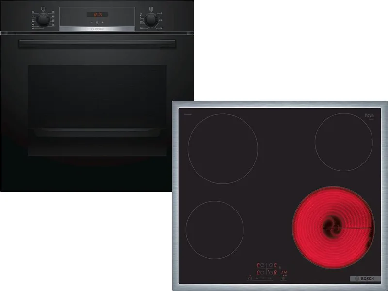 Set Εντοιχισμού Bosch Φούρνος HBA534EB0 + Εστίες Κεραμικές PKE645BB2E HBA534EB0 PKE645BB2E