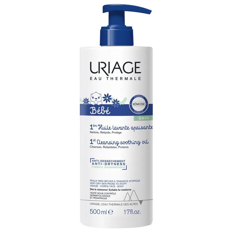 Uriage Xemose Bebe Bain 1st Cleansing Soothing Oil Βρεφικό Καταπραϋντικό & Καθαριστικό Λάδι για Ξηρή Έως Πολύ Ξηρή Επιδερμίδα με Τάση για Ατοπία 500ml