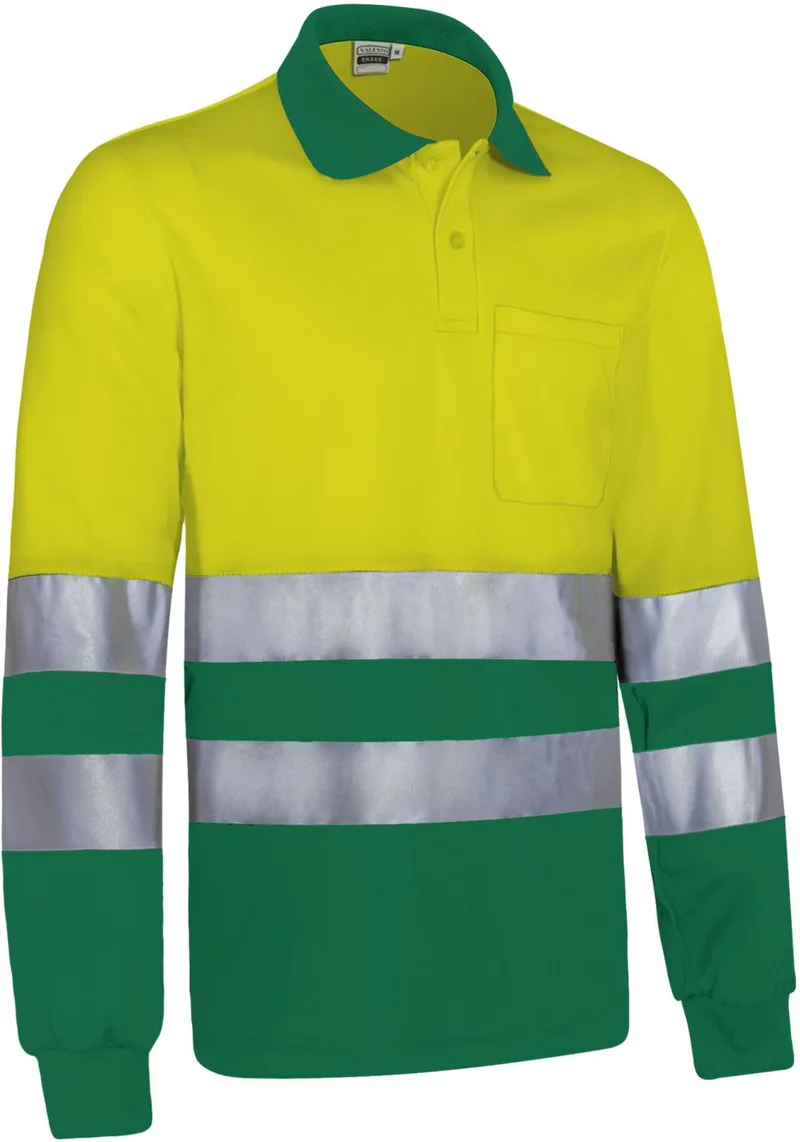 Hi-Vis Μακρυμάνικο Polo SNAKE Valento POVASNAAV Fluo Yellow-Kelly Green