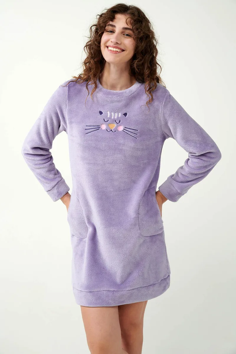 Vamp Νυχτικό Fleece με Τσέπες