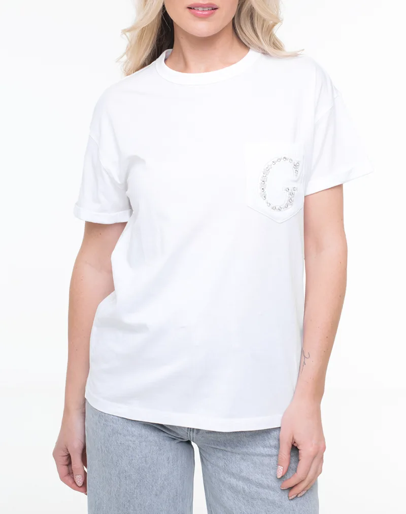 GUESS SS CN POCKET G LOGO TEE ΜΠΛΟΥΖΑ ΓΥΝΑΙΚΕΙΟ W6GI17K3037-G011 White