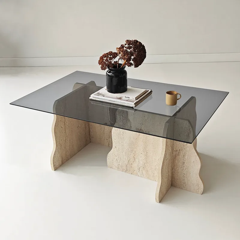 Τραπεζάκι Σαλονιού Canyon - Travertine, Fume 552Nos2597 (105x40x65 cm)