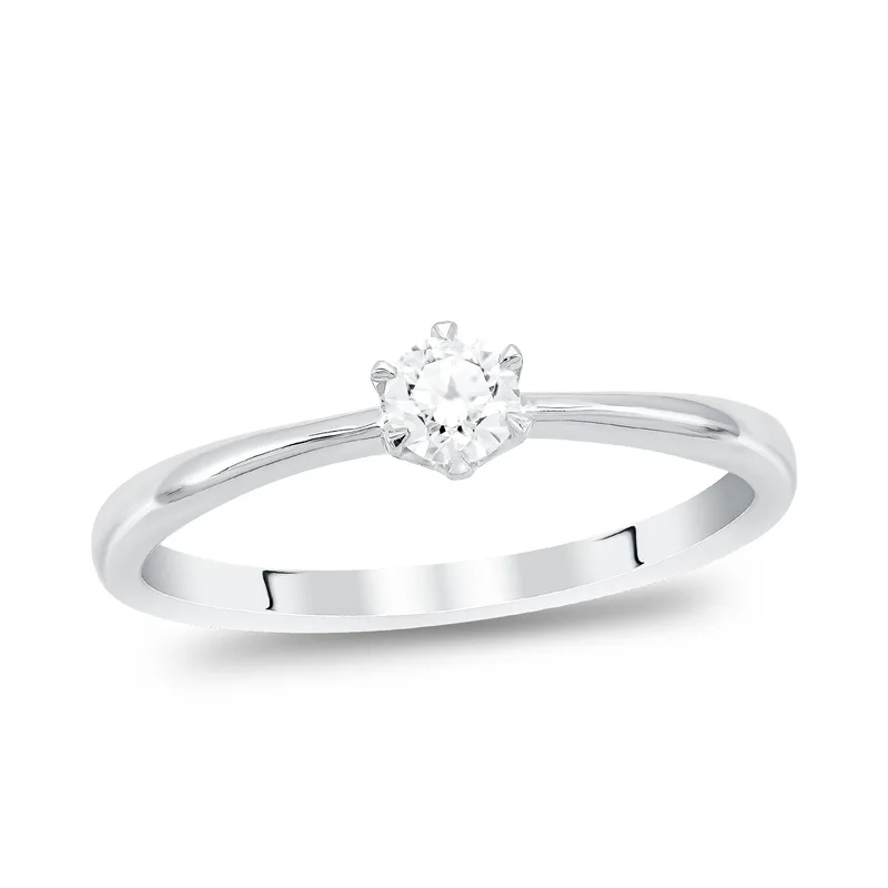 Diamond Group Μονόπετρο Δαχτυλίδι με Διαμάντι Brilliant από Λευκό Χρυσό 14 Καρατίων DDX326