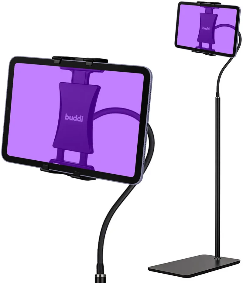 Buddi Tablet Holder Flexible Floor Stand - Ρυθμιζόμενη Βάση Στήριξης Δαπέδου για Κινητά / Tablet / Αναλόγιο - Black - 5 Έτη Εγγύηση (8719246384714)