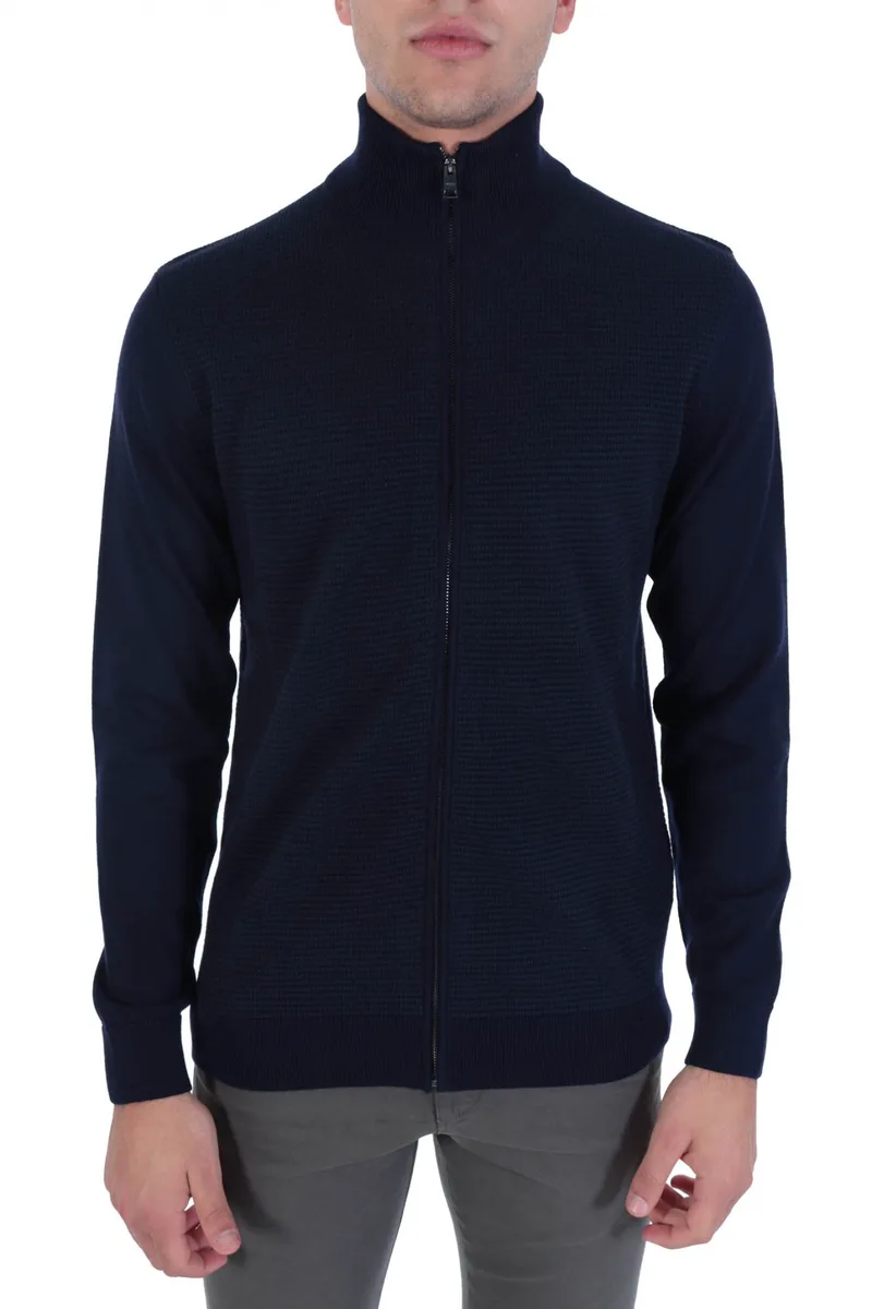 BOSS ΠΛΕΚΤΟ FULLZIP LADRIANO ΜΠΛΕ