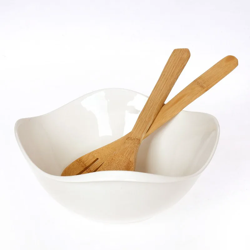 Σαλατιέρα Πορσελάνης Με Σετ Κουτάλες Bamboo 27x11εκ. Fleur CRYSPO TRIO 26.000.905 (Υλικό: Πορσελάνη, Χρώμα: Λευκό) - CRYSPO TRIO - 26.000.905