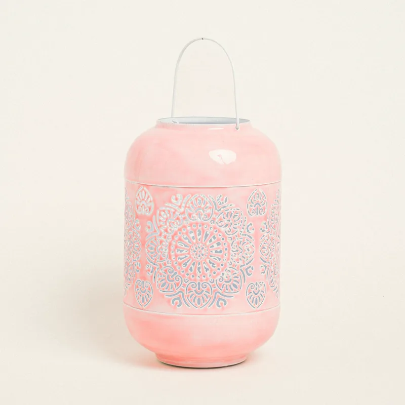 Beauty Home ΦΑΝΑΡΙ ΜΕΤΑΛΙΚΟ ΡΟΖ 30 x 20 cm