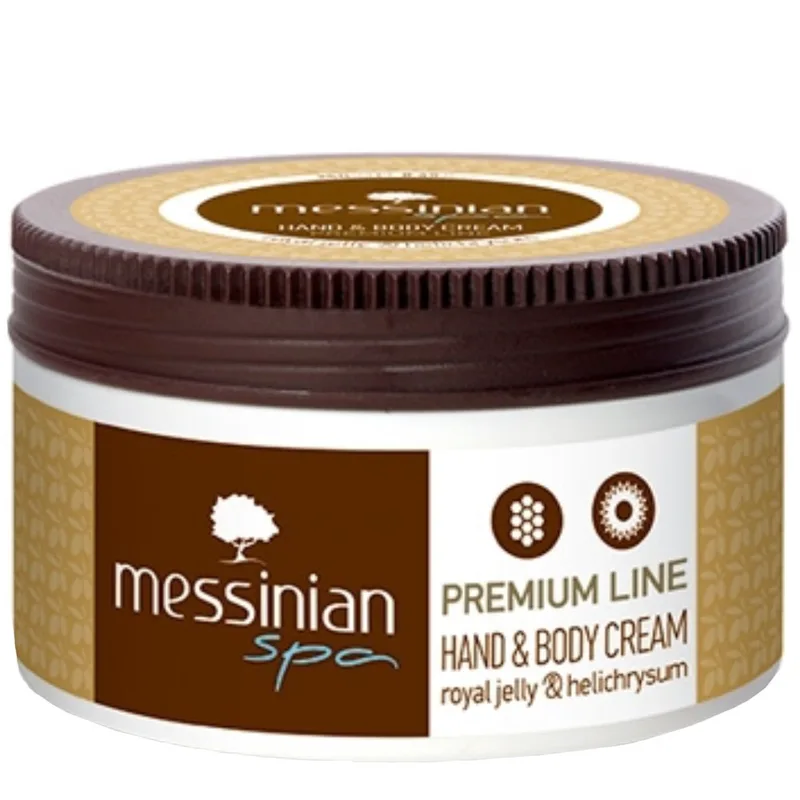 Messinian Spa Premium Line Royal Jelly & Helichrysum Hand & Body Cream Ενυδατική Κρέμα Χεριών και Σώματος με Χρυσόσκονη Βασιλικό Πολτό & Ελίχρυσος 250ml