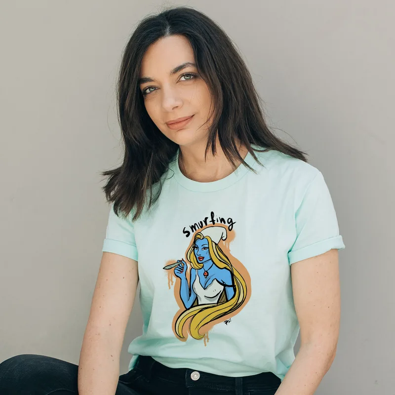 Smurfin' - Organic Vegan T-Shirt Unisex - Μέντα - XXL