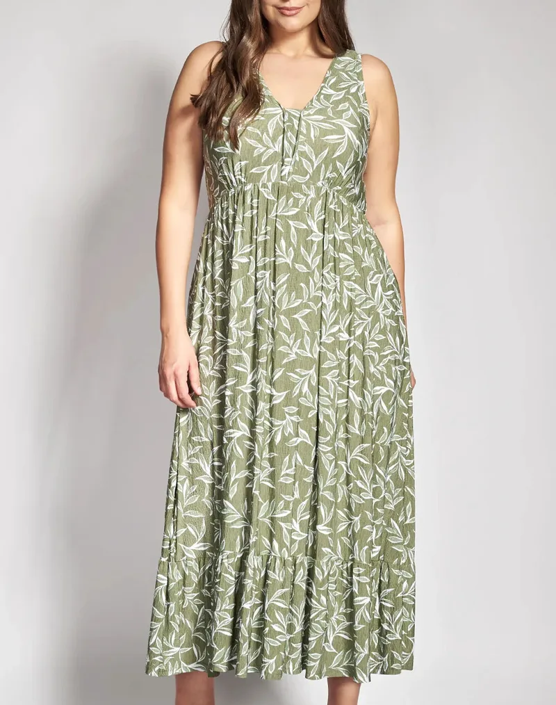 PARABITA Φόρεμα boho εμπριμέ ελαστικό 012610600438-023 Khaki