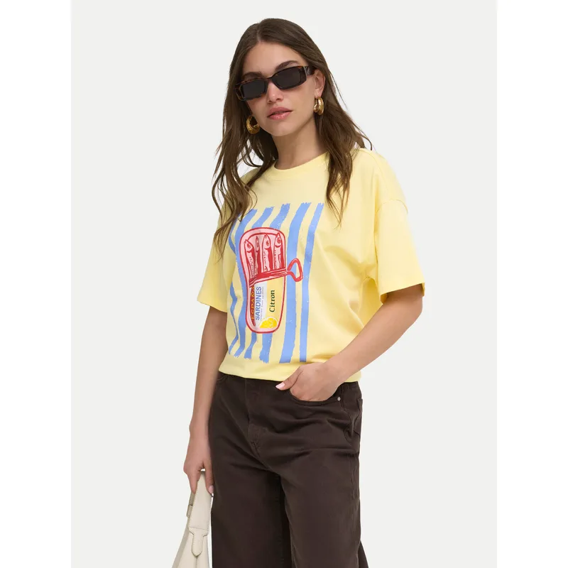 ONLY T-Shirt Vivvi 15346761 Ανοιχτό κίτρινο Regular Fit