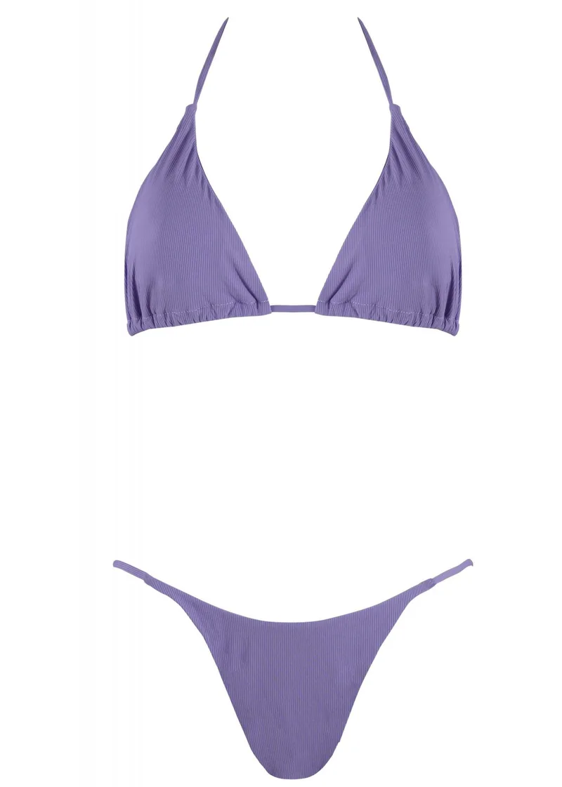 Σέτ τρίγωνο μογιό αποσπώμενη ενίσχυση bikini brazilianne. Καλύπτει B Cup. ΛΙΛΑ
