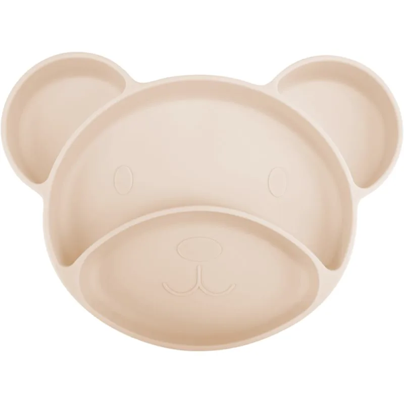 Canpol babies Bear πιάτο με χωρίσματα με βεντούζα Μπεζ 1 τμχ