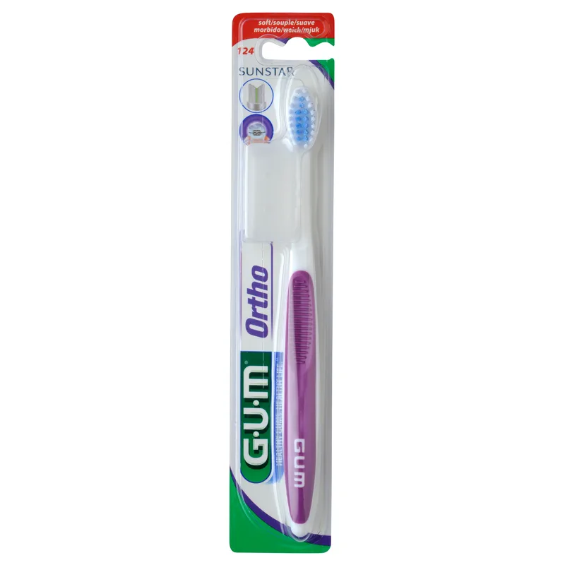 Gum Ortho Soft Toothbrush Μωβ Μαλακή Οδοντόβουρτσα Κατάλληλη για Καθαρισμό Ορθοδοντικών Μηχανισμών 1 Τεμάχιο, Κωδ 124