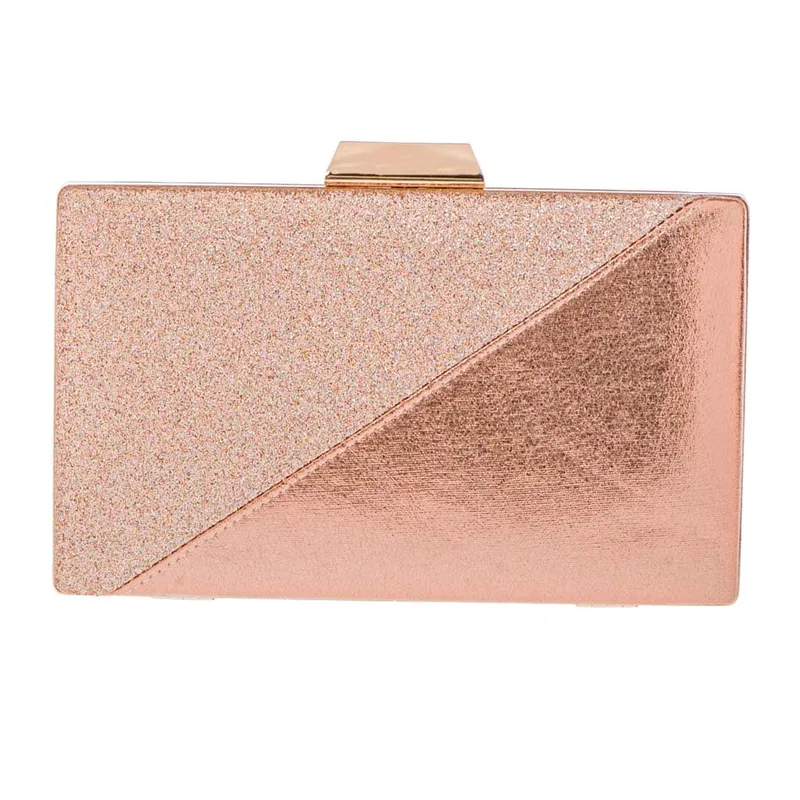 βραδινό τσαντάκι glitter shine σε ροζ gold
