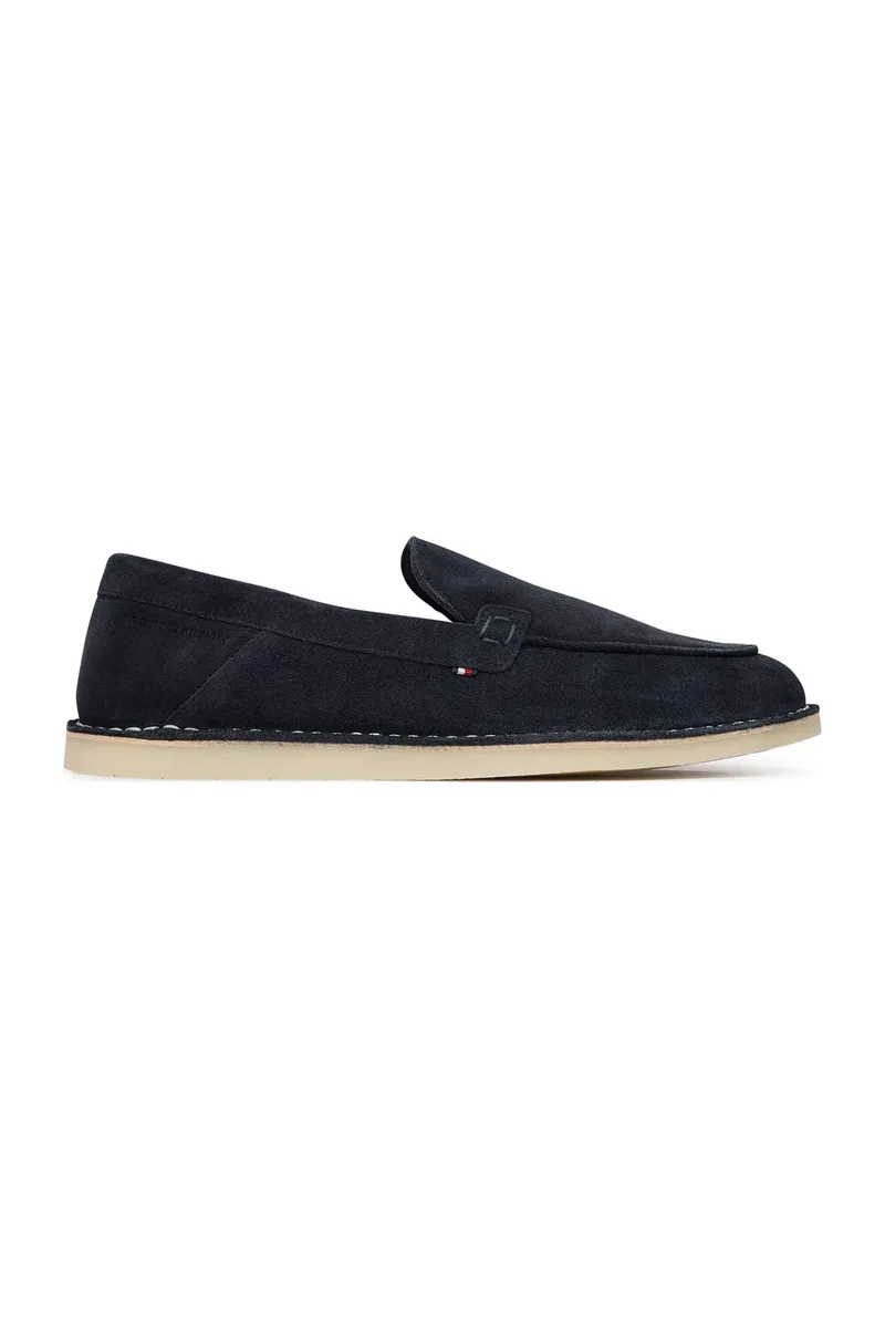 Tommy Jeans ανδρικά suede μοκασίνια μονόχρωμα - FM0FM05782 Μπλε Σκούρο