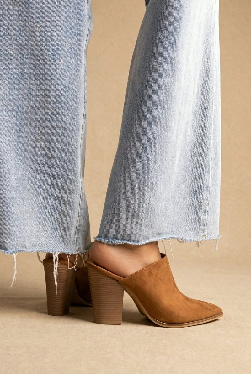 TFP Block Heel Clogs - 105 - Tan Suede
