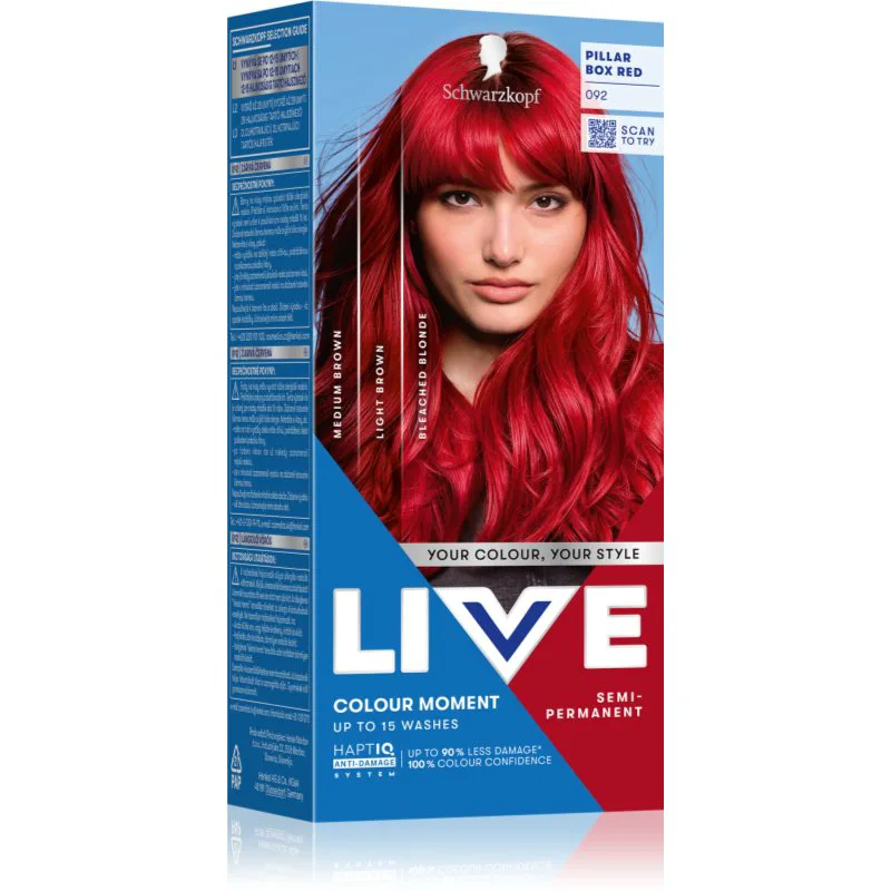 Schwarzkopf LIVE Ultra Brights or Pastel προσωρινή βαφή μαλλιών απόχρωση 092 Pillar Box Red 1 τμχ