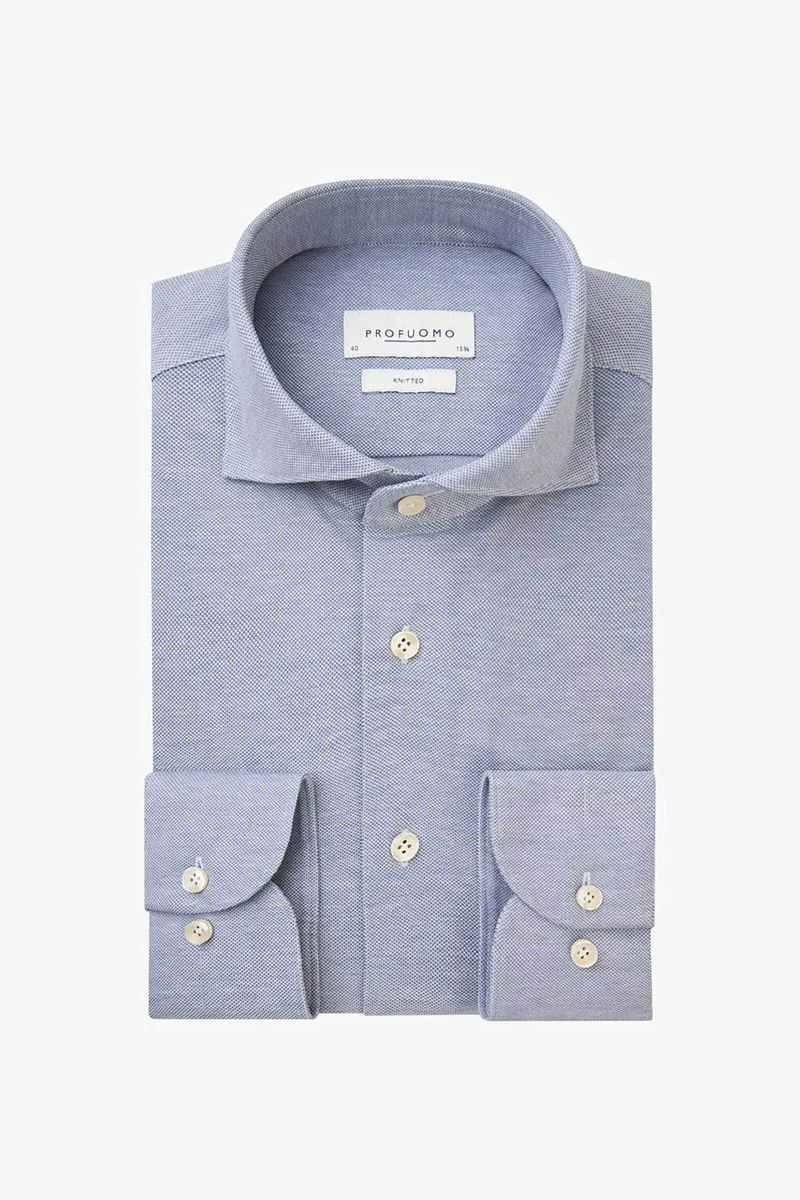 Profuomo ανδρικό πουκάμισο knitted Slim Fit - PPVH10040A Μπλε Ανοιχτό