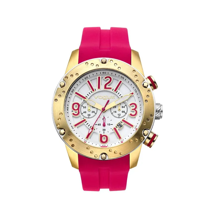 Γυναικείο Ρολόι Ροζ Καουτσούκ με Χρυσό Stainleess Steel VOGUE κωδ 202017101.3