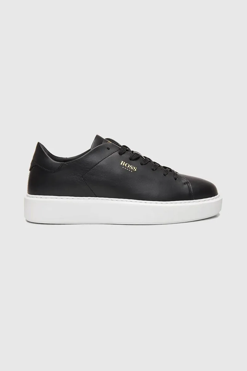 Boss Shoes ανδρικά δερμάτινα sneakers με λογότυπο - D5720 Μαύρο
