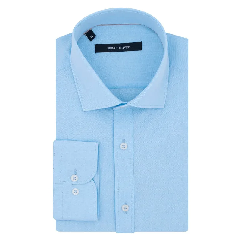 Prince Oliver Πουκάμισο Γαλάζιο 100% Cotton (Modern Fit)