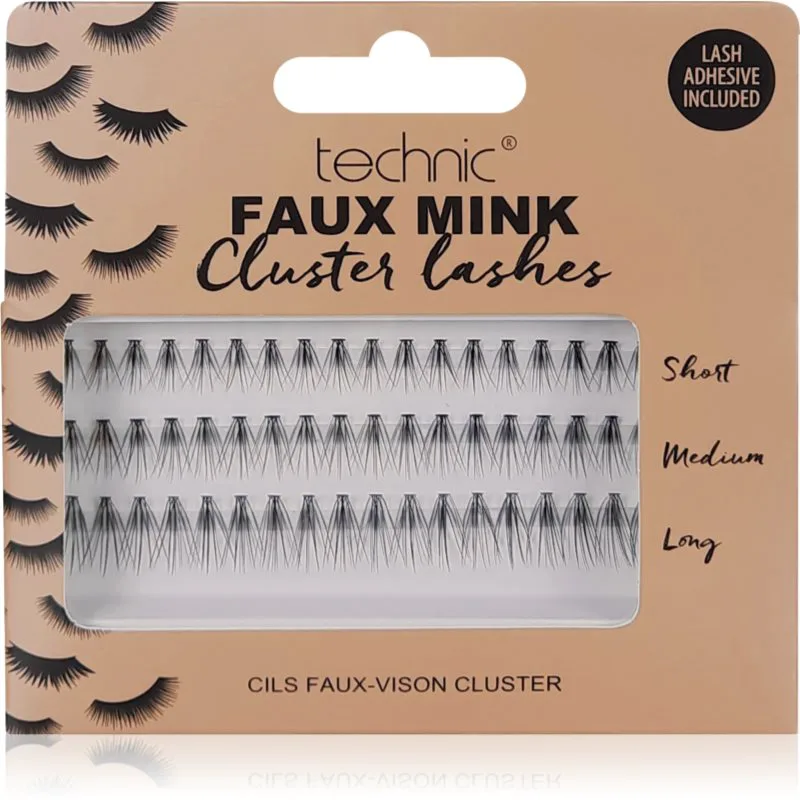 Technic Cosmetics Faux Mink Cluster Lashes τεχνητές βλεφαρίδες με κόλλα 54 τμχ