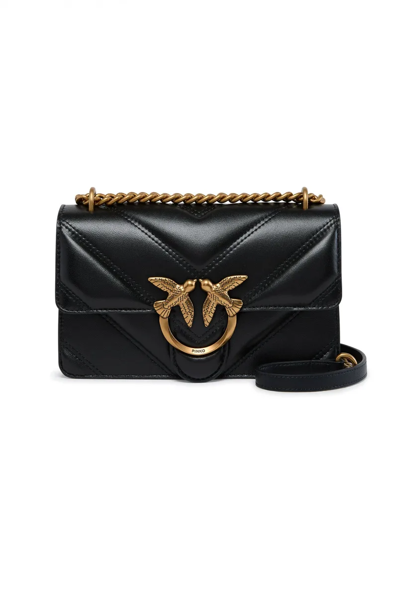 PINKO LOVE ONE MINI LIGHT DC SHEEP NAPPA BIG CHEVRON DS ΜΑΥΡΟ