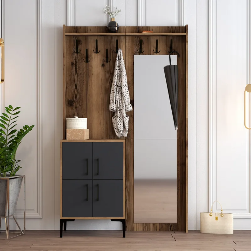 Έπιπλο Εισόδου / Πορτ Μαντό Berlin Bc - Walnut, Anthracite 845Hct4207 (120x200x35 cm)