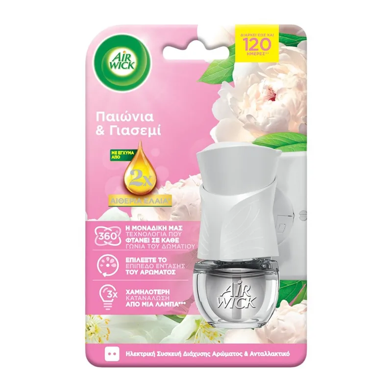 Airwick Essential Oils Ηλεκτρική Συσκευή & Ανταλλακτικό Παιώνια Και Γιασεμί 19ml