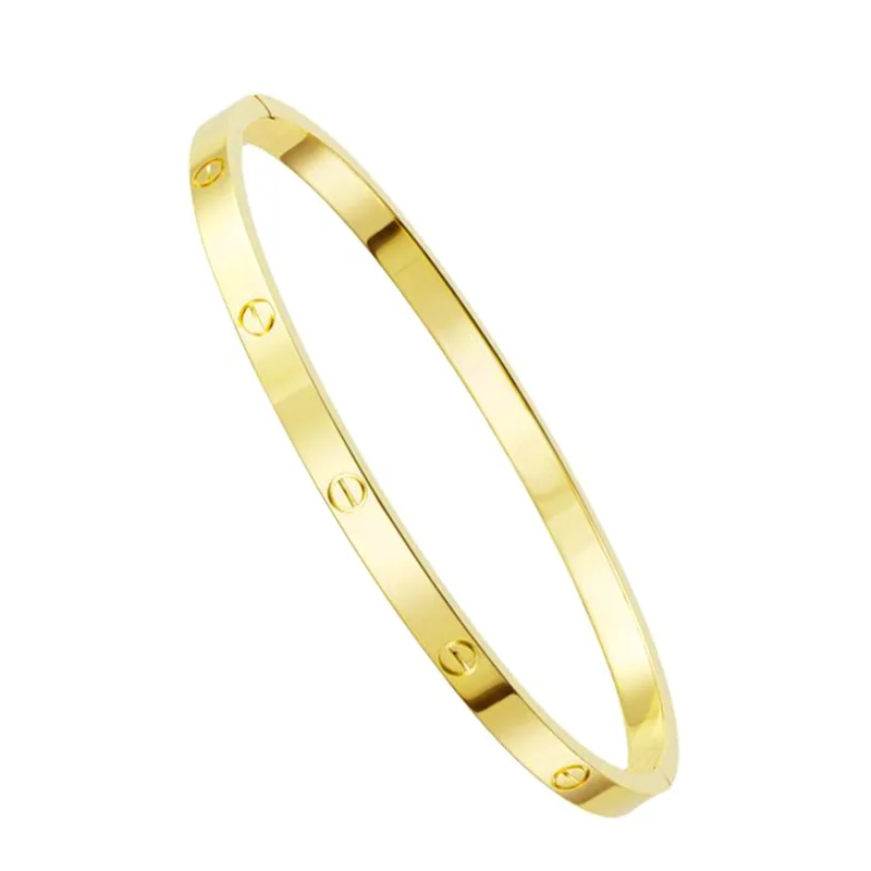 Jt Unisex ατσάλινο βραχιόλι χειροπέδα βίδα λεπτό Χρυσό