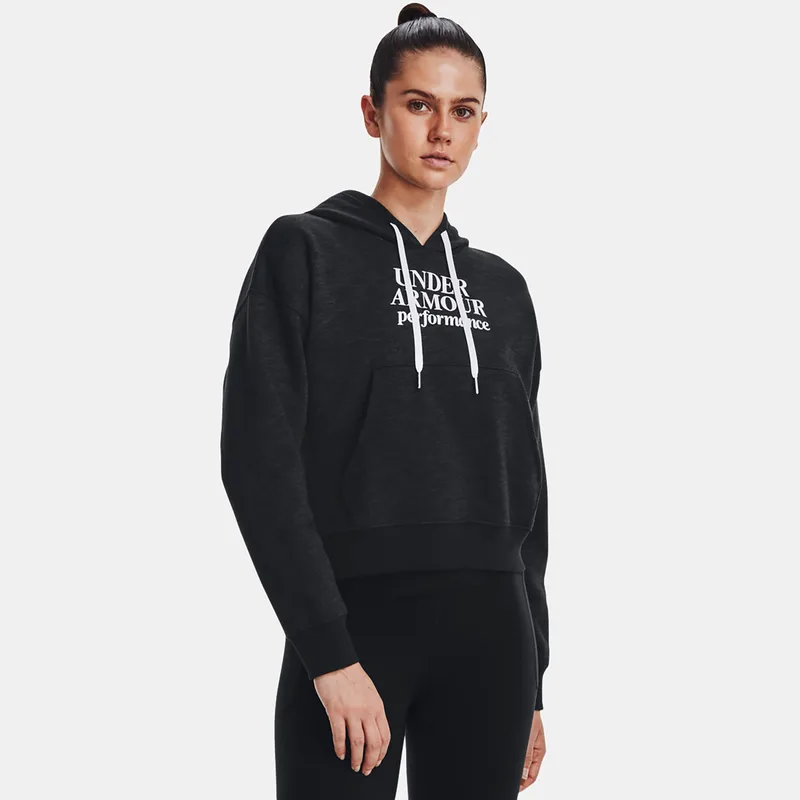 UA ESSENTIAL FLEECE SCRIPT HOODIE ΜΑΥΡΟ