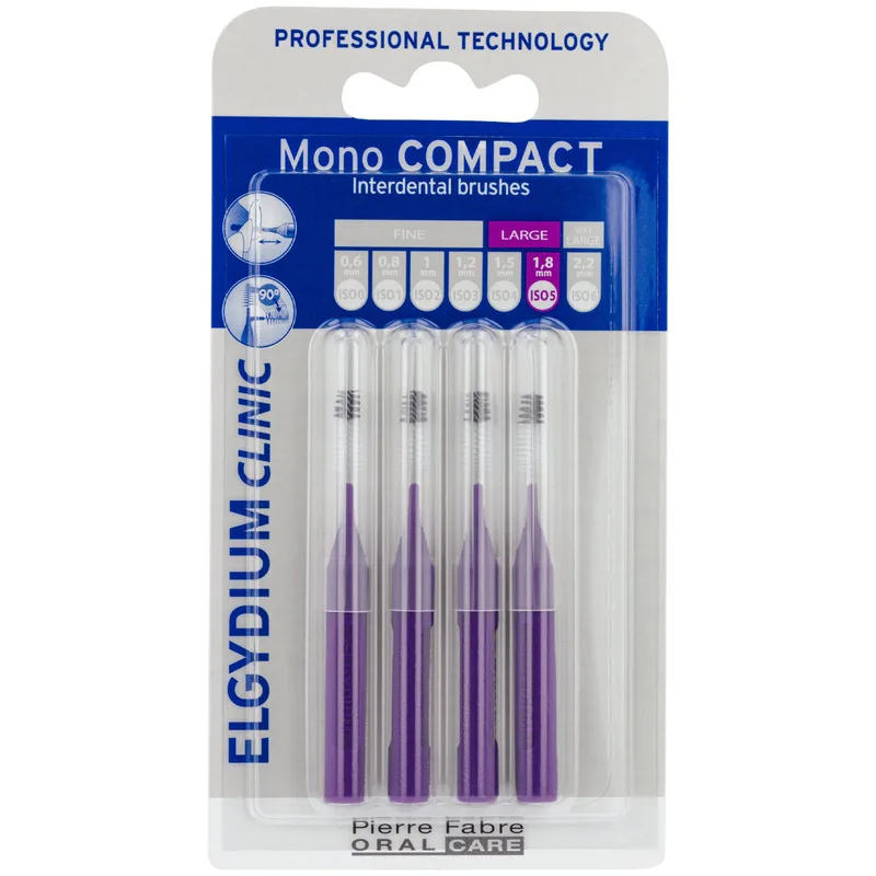 Elgydium Clinic Mono Compact Large 1.8mm ISO 5 Interdental Brushes Μεσοδόντια Βουρτσάκια Ειδικά Σχεδιασμένα για Αποτελεσματικό Καθαρισμό Κατά της Πλάκας, Εισχωρούν Ανάμεσα στα Δόντια Χωρίς να τα Πληγώνουν 4 Τεμάχια