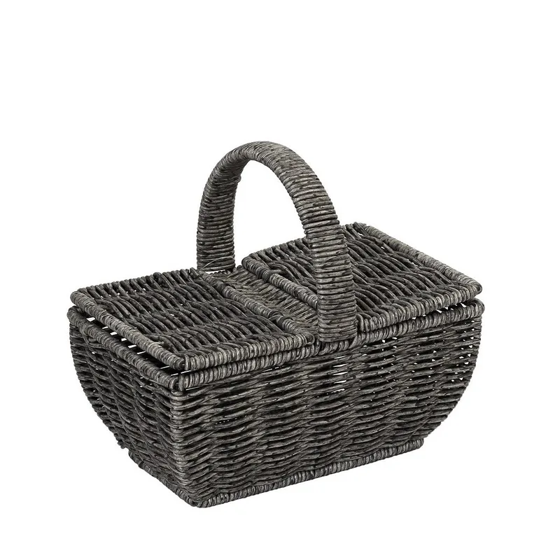 ΚΑΛΑΘΙ SYNTH. RATTAN ΜΕ ΚΑΠΑΚΙ ΟΡΘ. ΓΚΡΙ 21Χ14Χ19ΕΚ