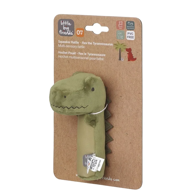 Κουδουνίστρα Squeaker Βελούδινη Dino Little Big Friends BTL305017 - Little Big Friends - BTL305017
