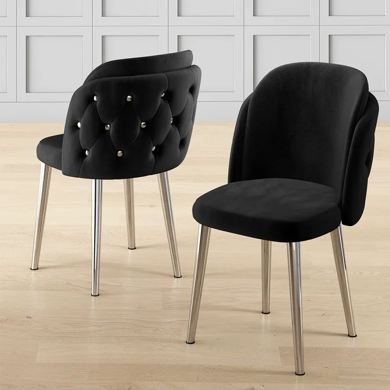 Σετ Καρέκλες (6 Τμχ) Axle - Black, Chrome 240Chr1814 (45x82x46 cm)