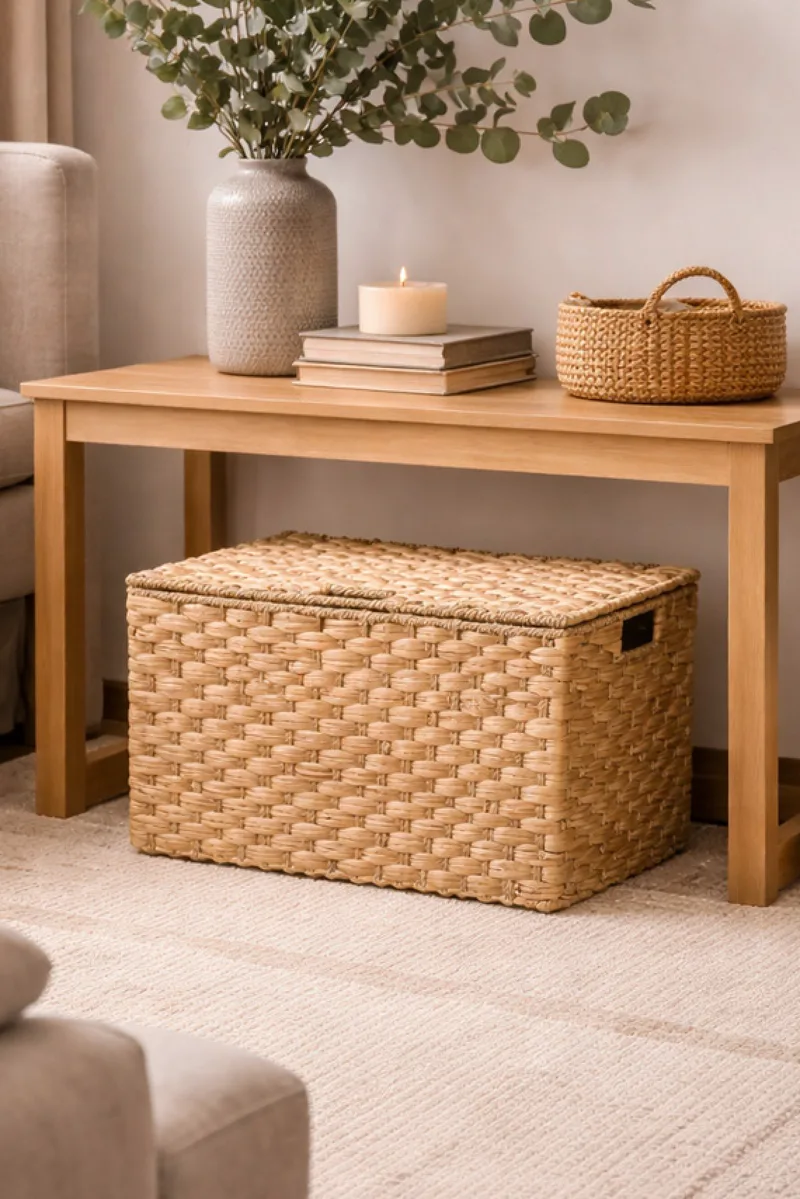 Μπαουλο Απο Υακινθο Με Καπακι Και Λαβες 57Cm 35x57x38cm Μονόχρωμο Kaeming