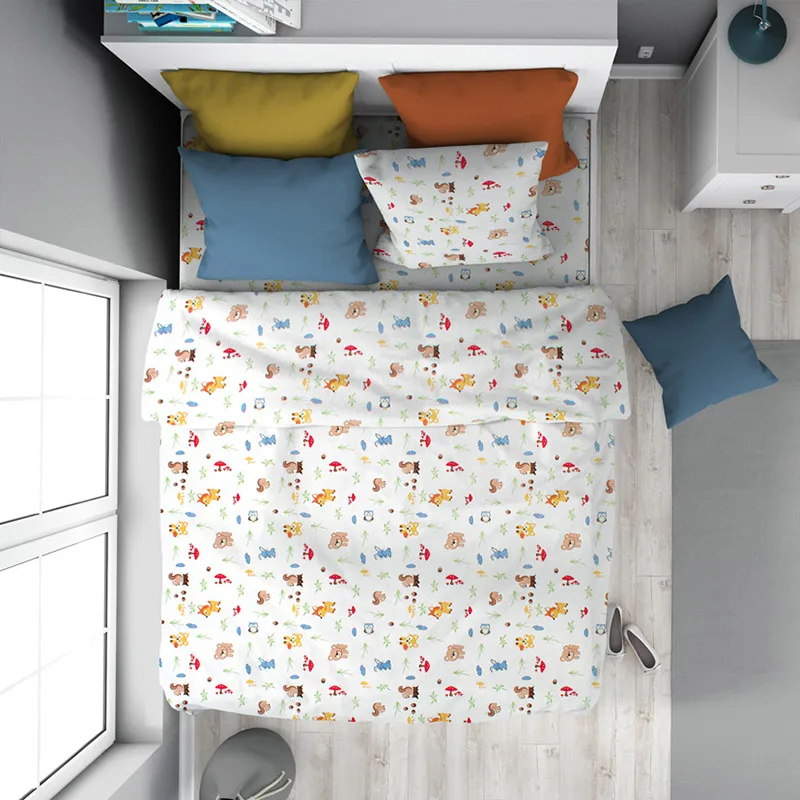 Παπλωματοθήκη Μεμονωμένη Μονή 160X240 Dimcol Forest Animals 570 (160x240)
