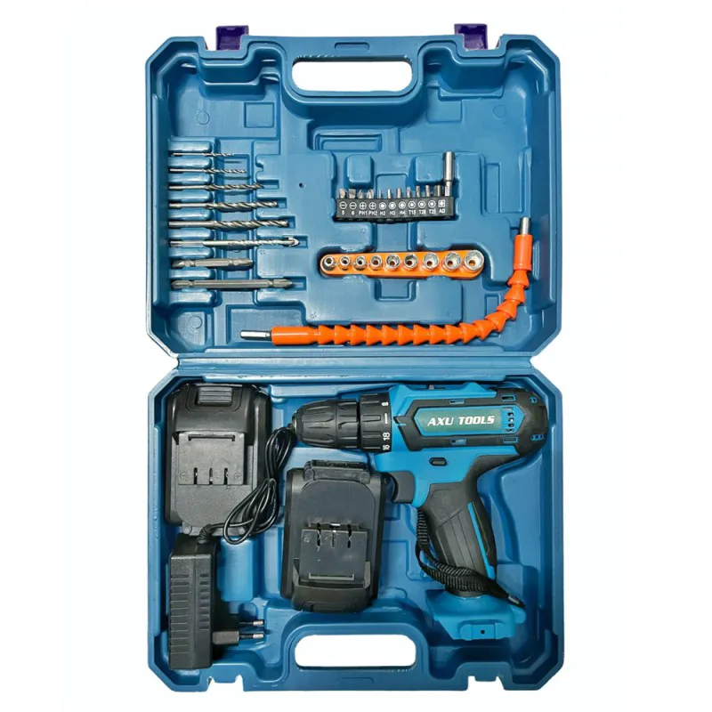 Δραπανοκατσάβιδο Μπαταρίας 2 x 24V 5.0AH με Τρυπάνια-Μύτες και Καρυδάκια σε Βαλίτσα AXU-PLI-14S