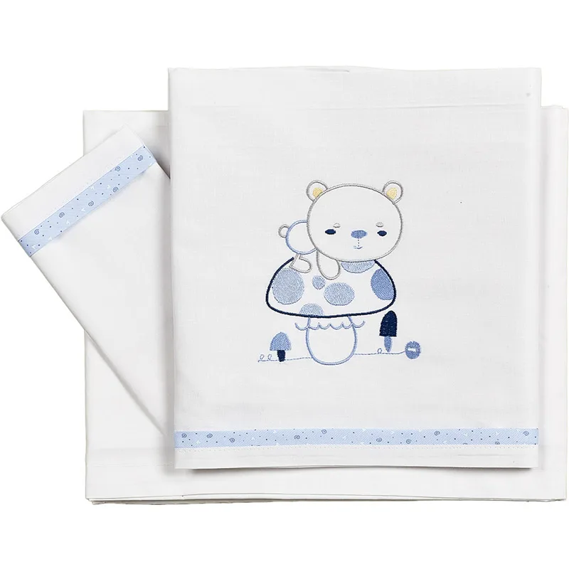 Σεντόνια Κούνιας Σετ Κόσμος Μωρού Bear Blue