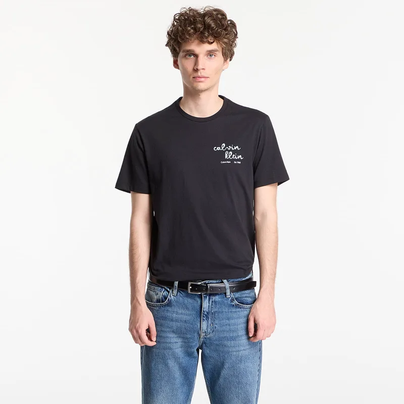 T-shirt Calvin Klein Jeans Ss 30S Eu Ck Trvl Lines Seasonal Tee Black S