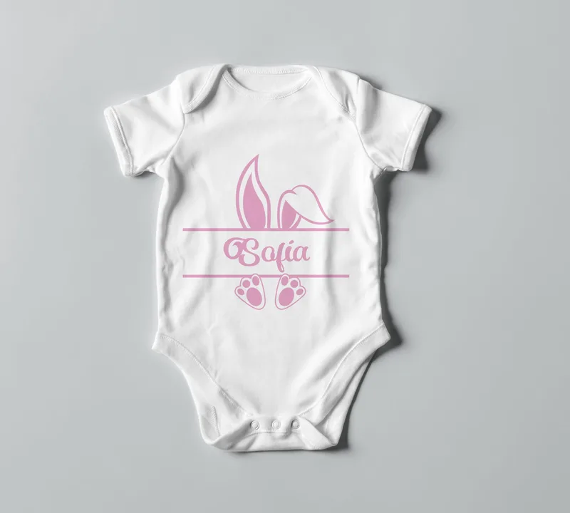 Βρεφικό πασχαλινό φορμάκι - Easter Bunny pink - Λευκό
