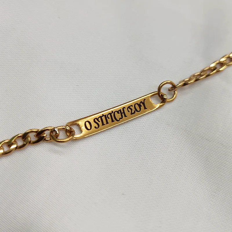 Jt Unisex λεπτό ατσάλινο βραχιόλι ταυτότητα με επιλογή χάραξης Χρυσό