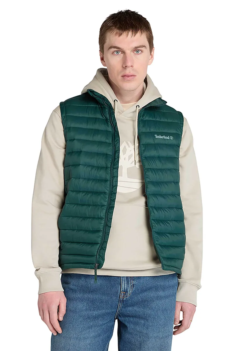 Timberland ανδρικό μπουφάν αδιάβροχο με καπιτονέ σχέδιο και logo print "Axis Peak" - TB0A5WPF3171 Πράσινο Σκούρο