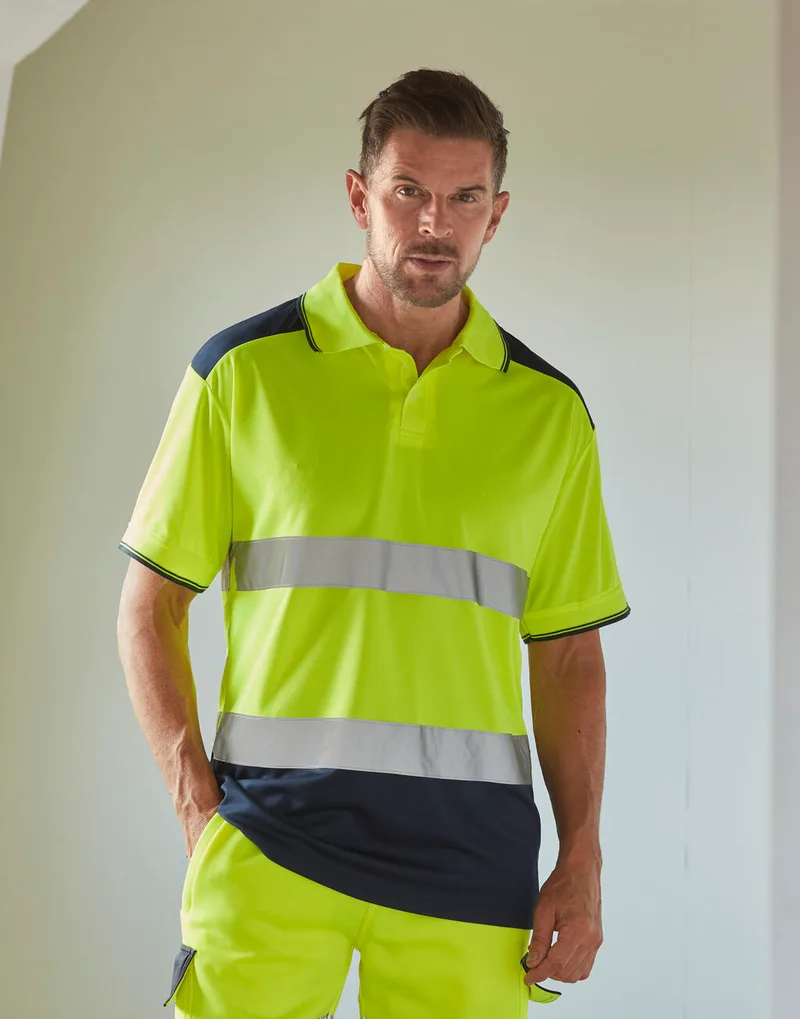 Hi-Vis Two Tone T-Shirts Yoko HVJ400 Fluo Yellow/Navy