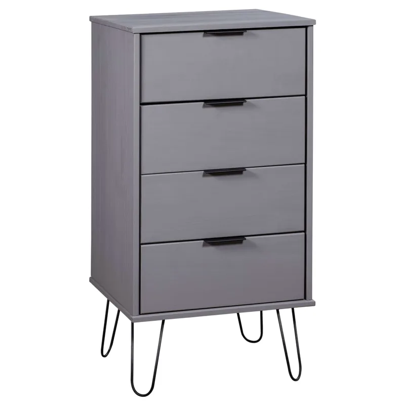 vidaXL Συρταριέρα Γκρι 45 x 39,5 x 90,3 εκ. από Μασίφ Ξύλο Πεύκου