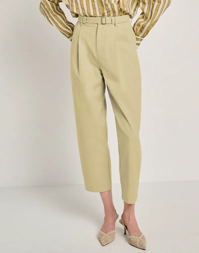 STAFF Olivia Ηιghwaist Pant 51%Cotton 49%Tencel 60-005.055-Ν0066 Khaki