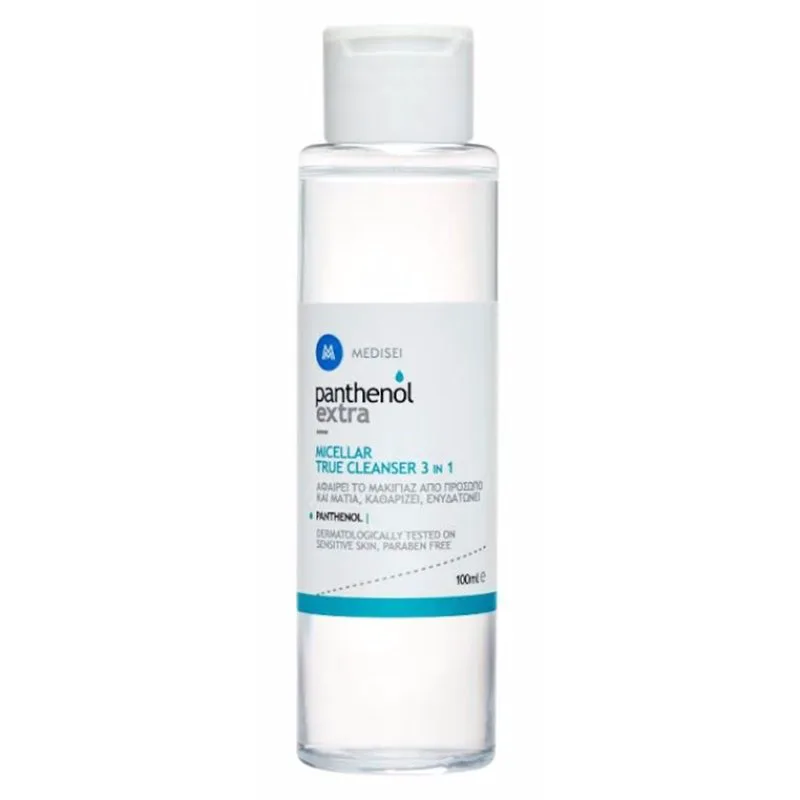 Panthenol Extra 3in1 Micellar True Cleanser Καθαρίζει & Αφαιρεί το Μακιγιάζ Από Πρόσωπο, Μάτια & Χείλη 100ml