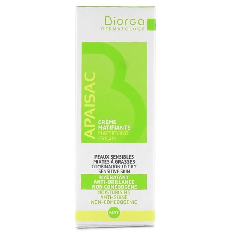 Biorga Apaisac Mattifying Moisturising Cream Ενυδατική Κρέμα Προσώπου με Ματ Αποτέλεσμα για Λιπαρή & Ευαίσθητη Επιδερμίδα 40ml